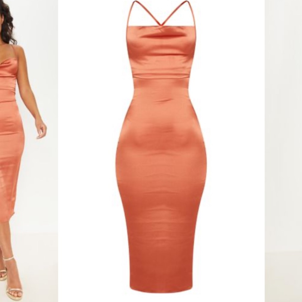 Rust silk dress